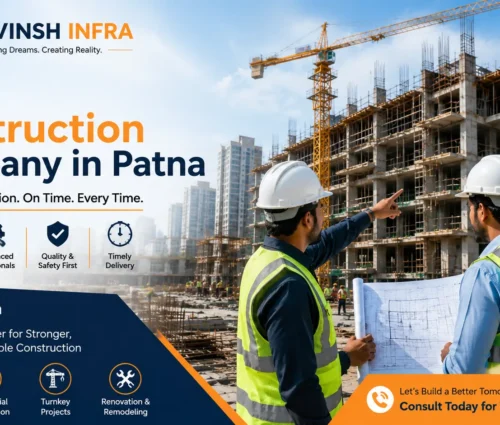 Engineers supervising a modern residential and commercial construction project in Patna