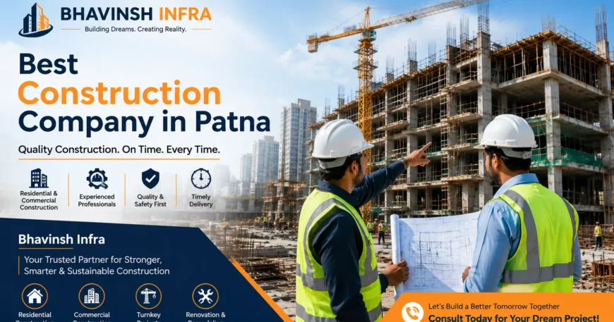 Engineers supervising a modern residential and commercial construction project in Patna